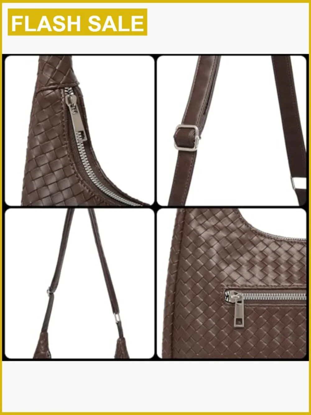 Woven Hobo Bag Crossbody Shoulder Tote Purse Vegan Leather Faux Leather Handbag